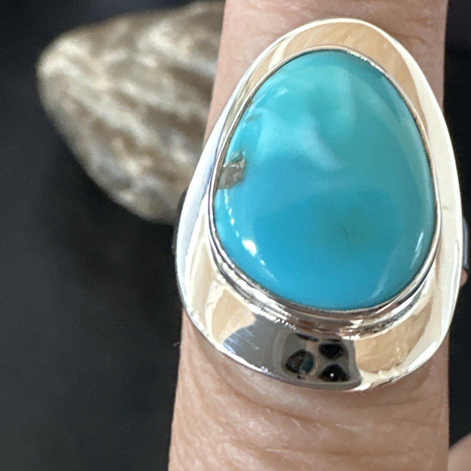Southwestern Sterling Silver Blue Kingman Turquoise Ring Size 8 18516