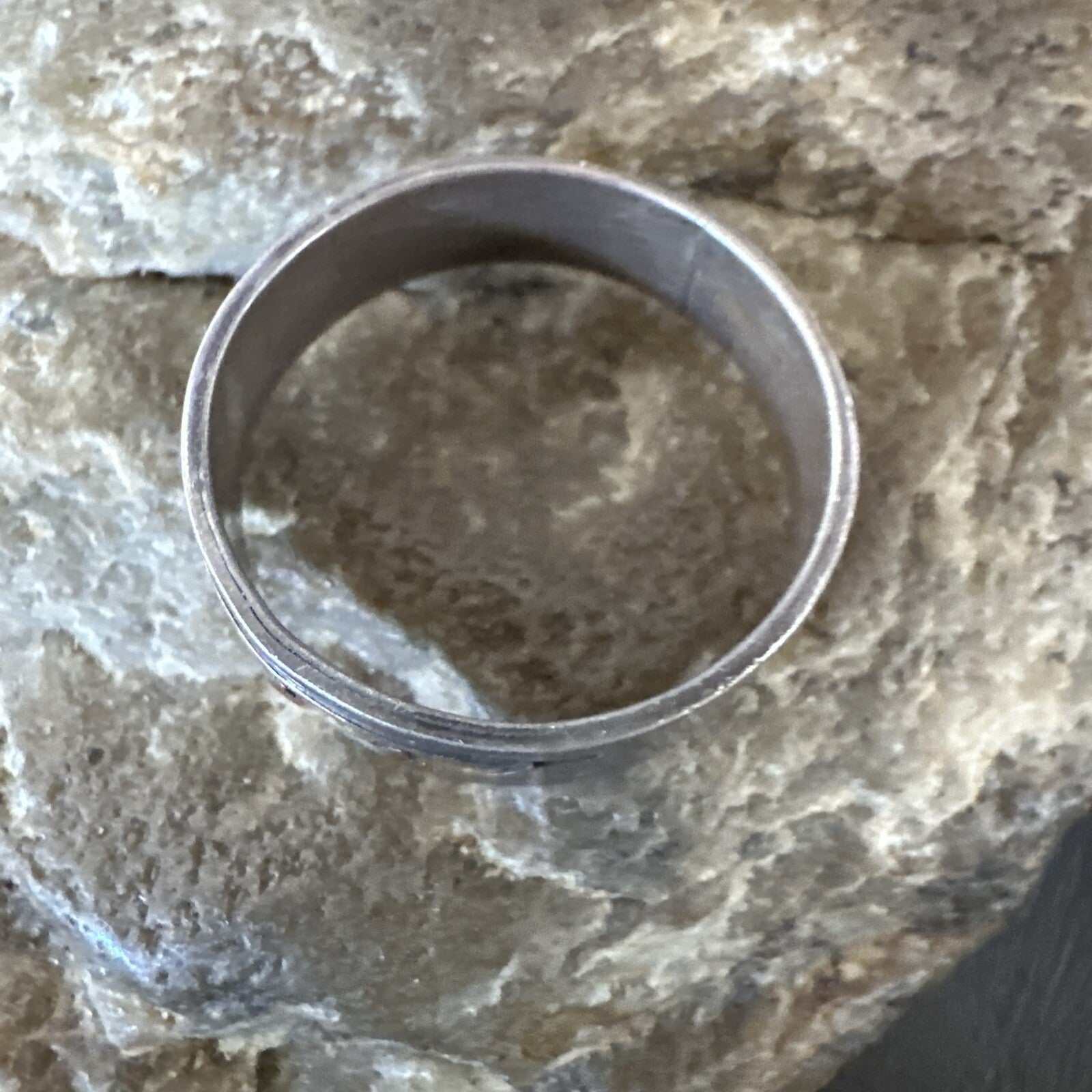 Mens Wedding Band Navajo Stamped 14K Gold Sterling Silver Ring Sz 12 17968