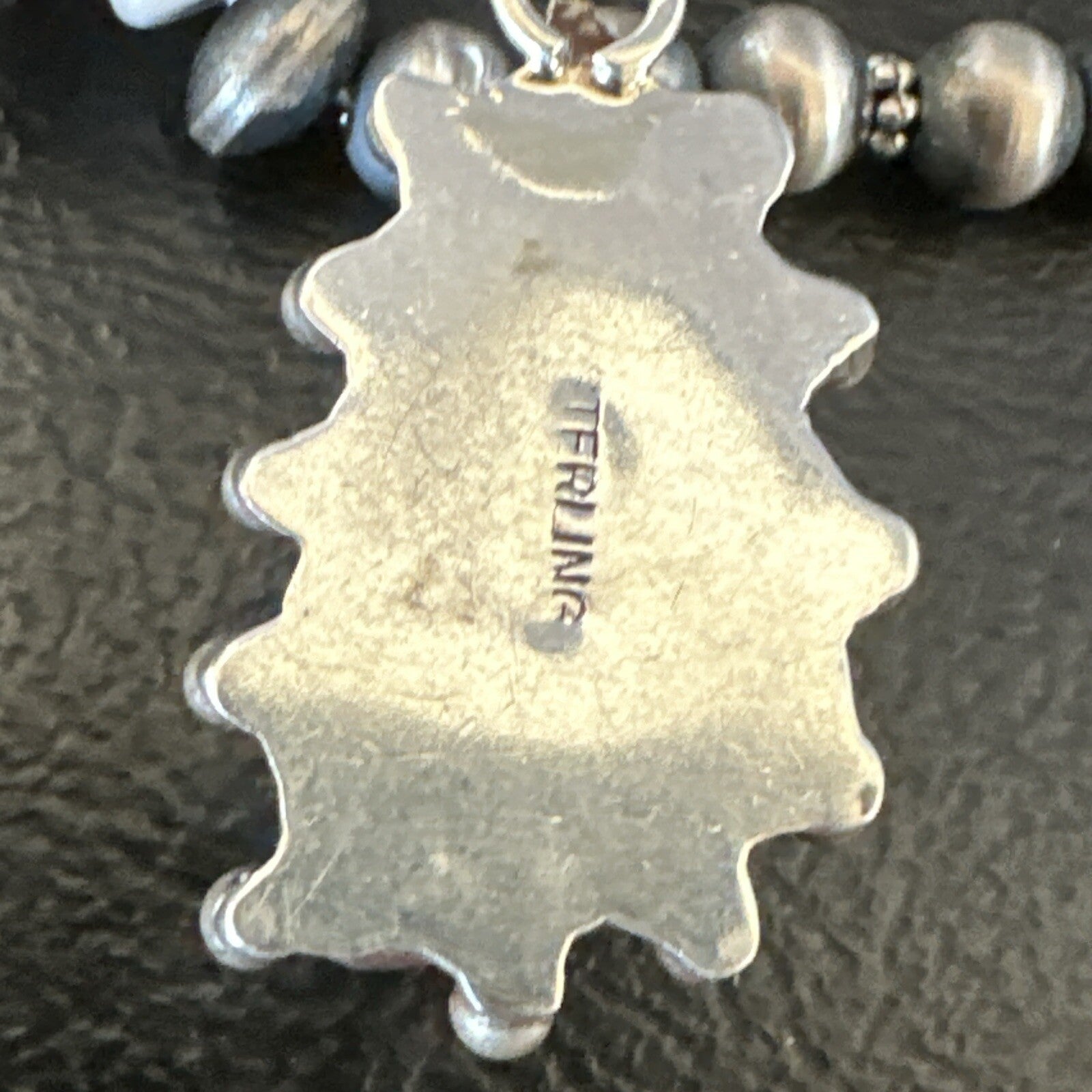 White Buffalo Turquoise Pendant Navajo Pearls Sterling Silver Necklace 22" 18259