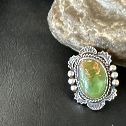 H Joe Womens Navajo Sterling Silver Green Turquoise Ring Size 6.5 19358