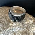 Black Onyx Navajo Band Inlay Ring Size 8 | Sterling Silver | Authentic Native American Handmade | 18802
