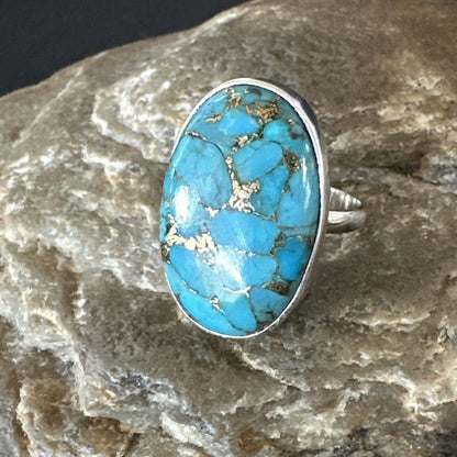 Mohave Native Navajo Sterling Silver Blue Turquoise Ring Sz 7 18241