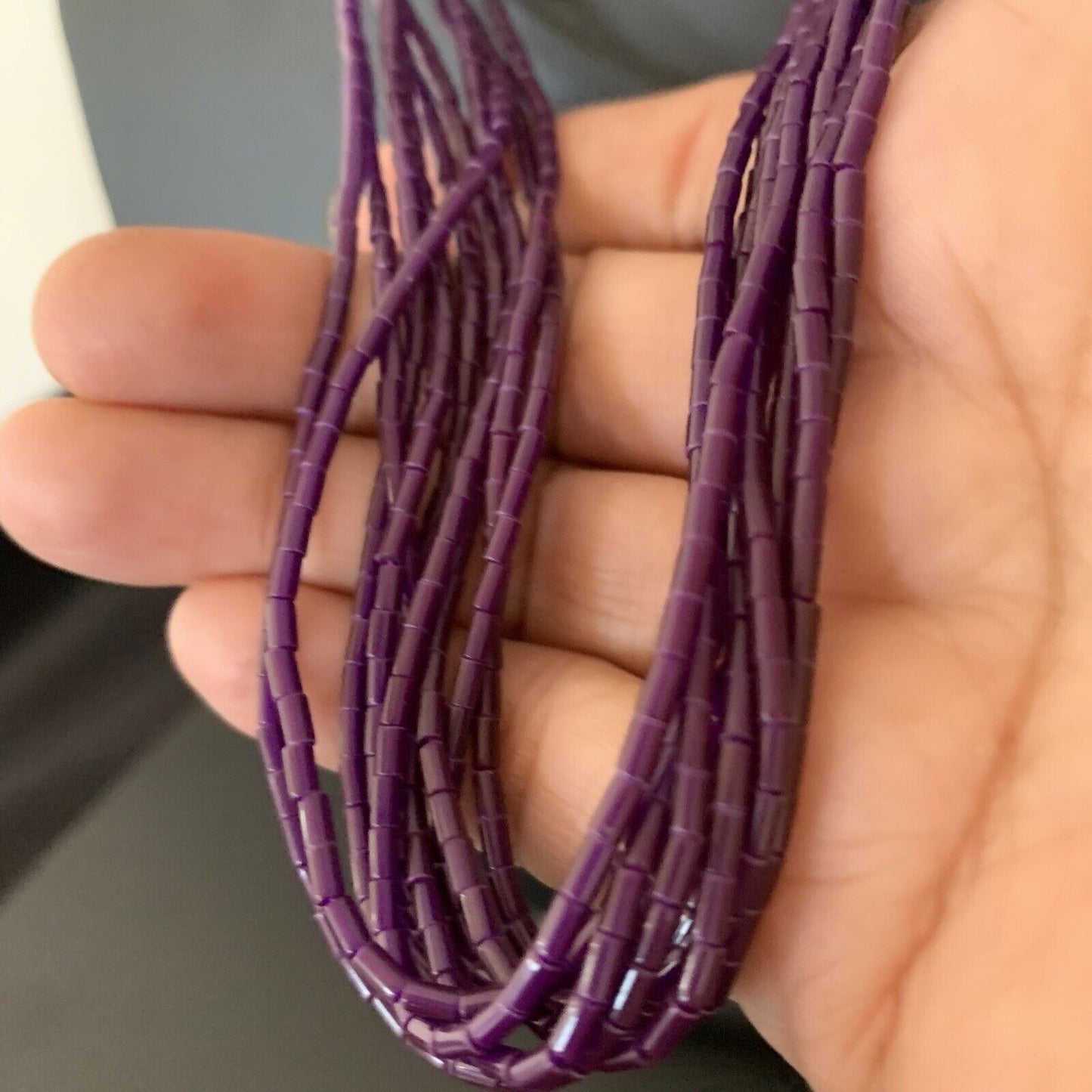 Navajo Purple Sugilite Heishi Necklace | 10 Strand Sterling Tube | 20" | 2235