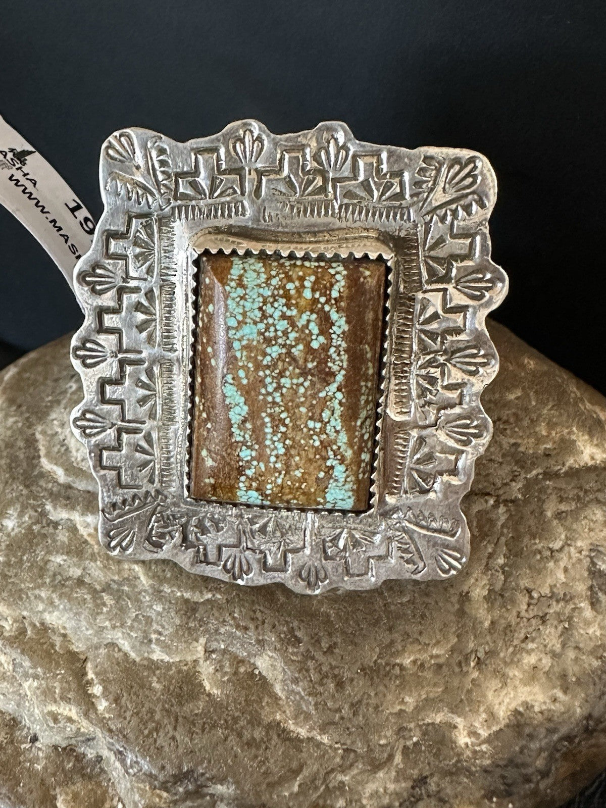 Men Women Blue Turquoise#8 Navajo Sterling Silver Ring Size 9 19107