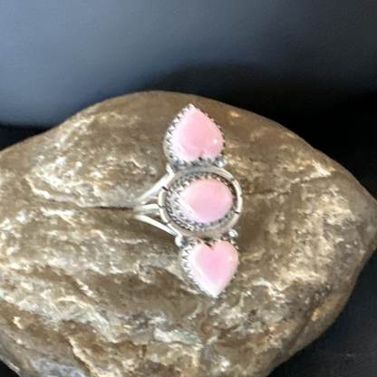 Gorgeous Heart Pink Conch Cluster Ring Handmade Navajo Sz 7.5 18780