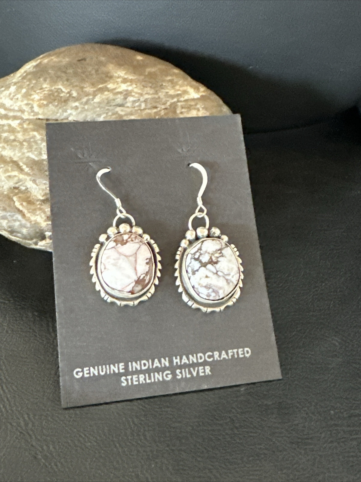 Womens Wild Horse Turquoise Navajo Sterling Silver Dangle Earrings 17706