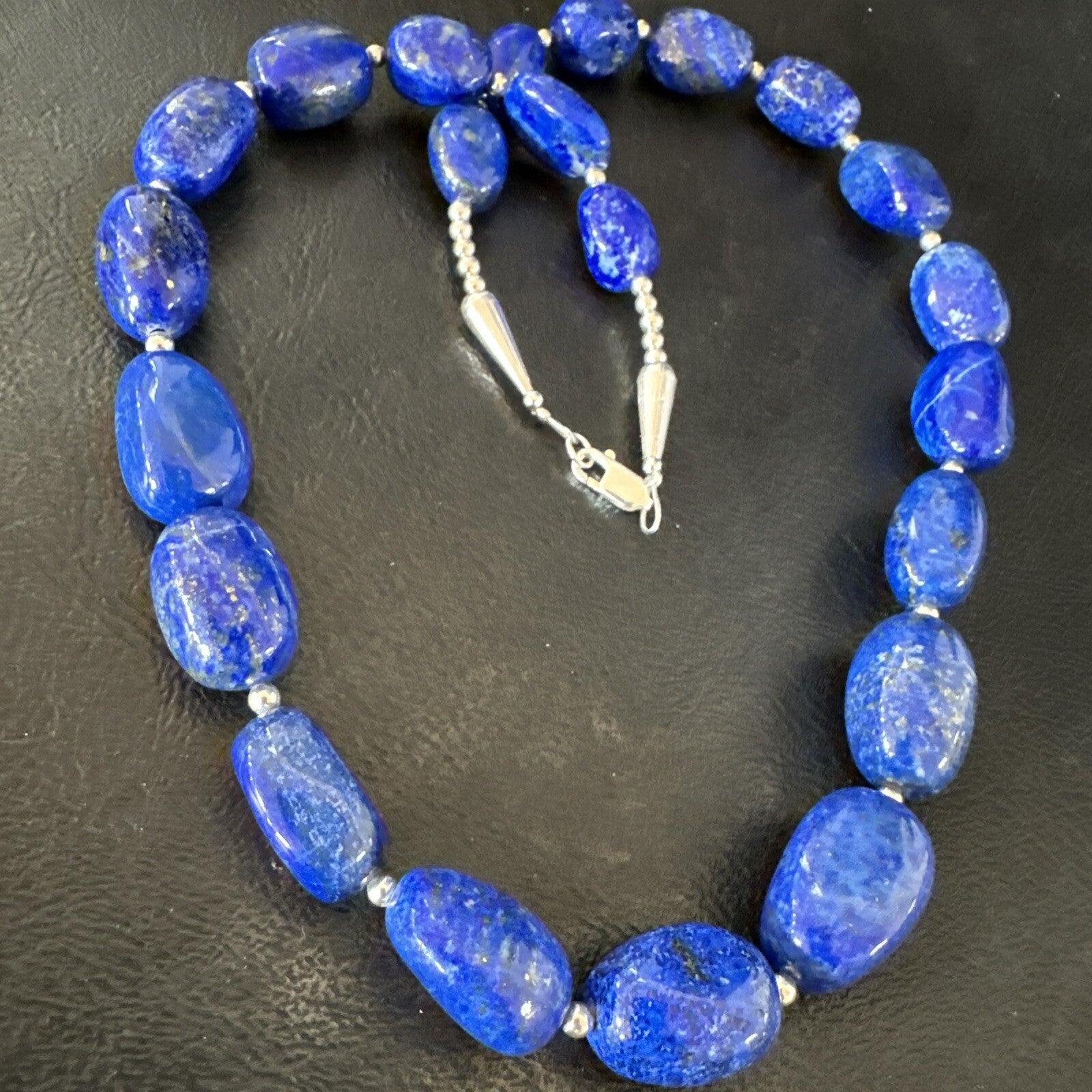 Mens Womens Lapis Lazuli Navajo Sterling Silver 21” Necklace 17750