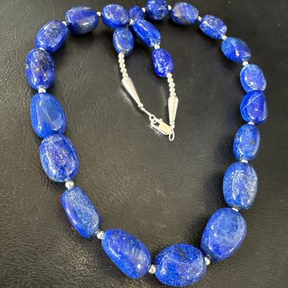Mens Womens Lapis Lazuli Navajo Sterling Silver 21” Necklace 17750