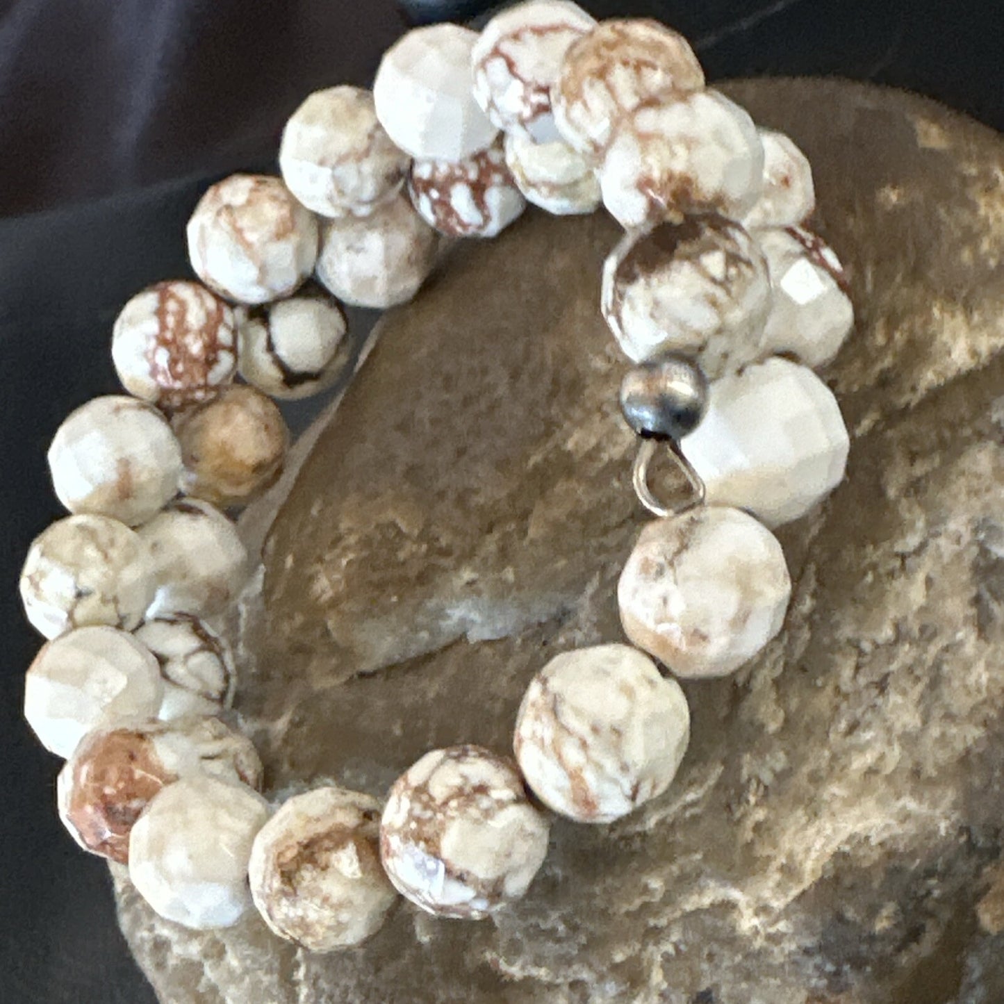Wild Horse Turquoise 8mm Navajo Indian Stainless Steel Bead Bracelet 18013
