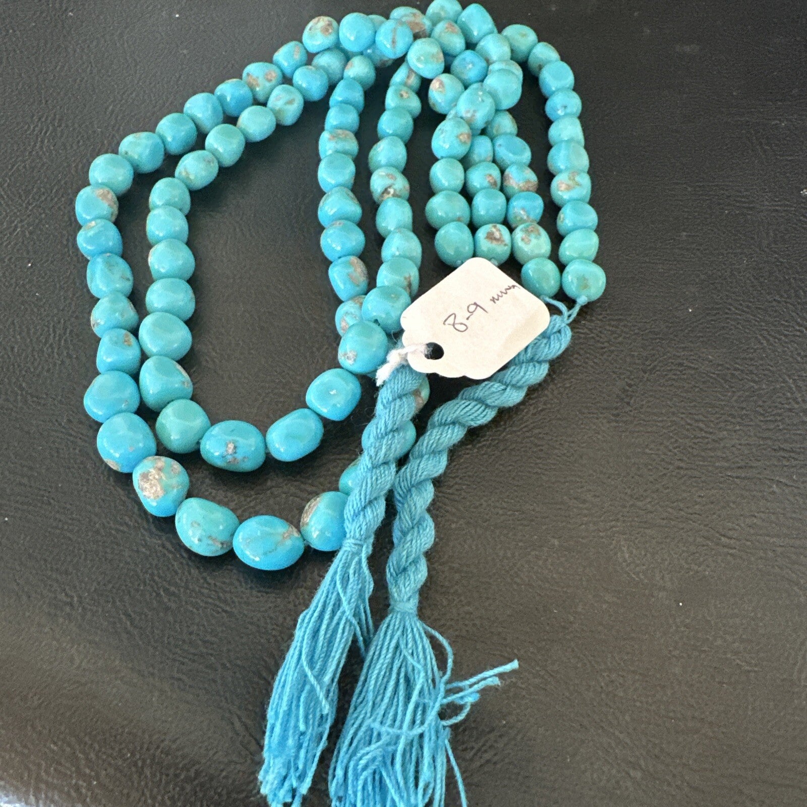 Sleeping Beauty Turquoise 2S Beads Navajo Sterling Silver Necklace 18137