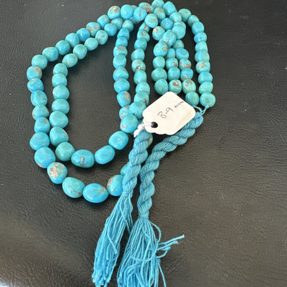 Sleeping Beauty Turquoise 2S Beads Navajo Sterling Silver Necklace 18137
