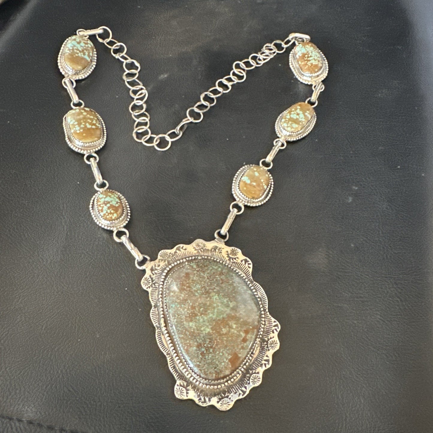 Mens Women Blue Turquoise #8 Navajo 25" Sterling Silver Lariat Necklace 19068