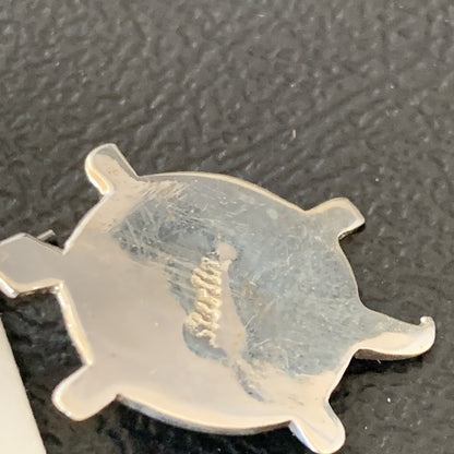 Turquoise & Opal Navajo Sterling Silver Inlay Turtle Earrings 0.5" 12015