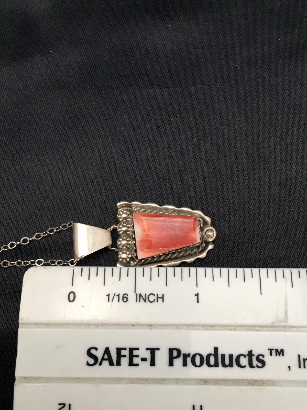 Spiny Oyster Pendant Navajo Sterling Silver Chain Necklace 2621