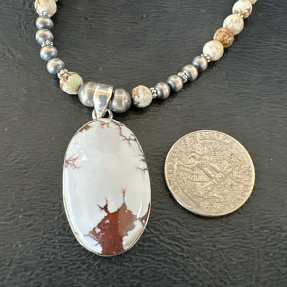 Mens Womens Wild Horse Turquoise Pendant Navajo Sterling Silver Necklace 19542