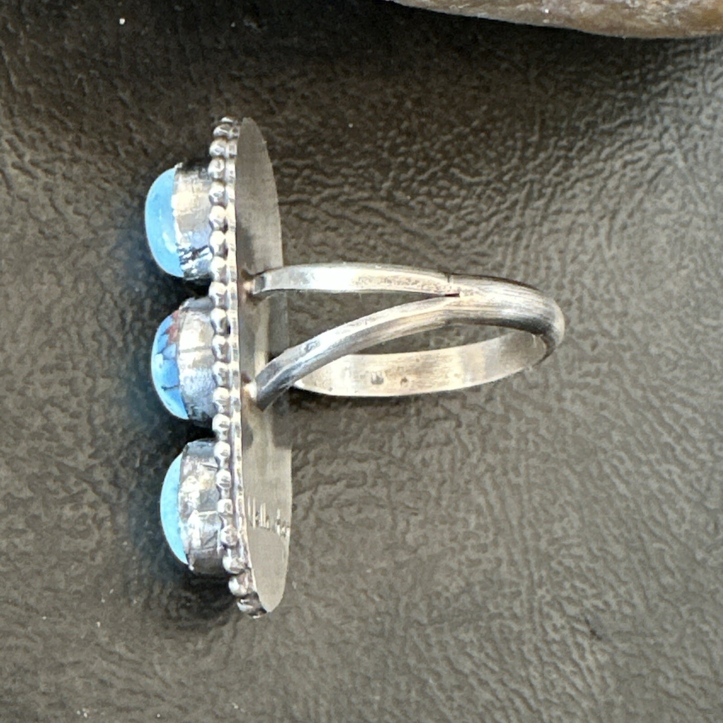Women Blue Dry Creek Turquoise Navajo Sterling Silver Ring Sz 9 18617