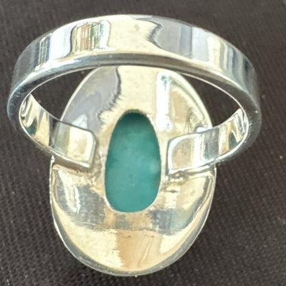 Southwestern Sterling Silver Blue Kingman Turquoise Ring Size 8 18518
