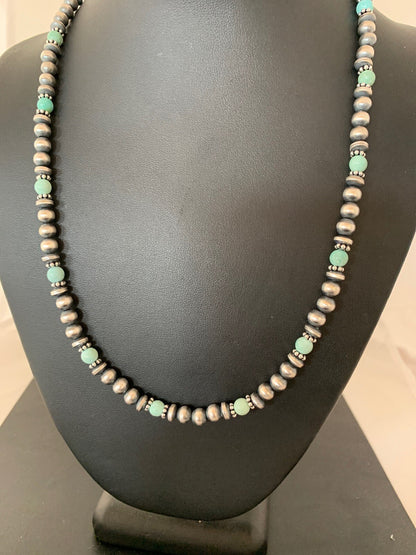 Navajo Pearls Sterling DRY CREEK Turquoise Bead Necklace 22" Sale 13310