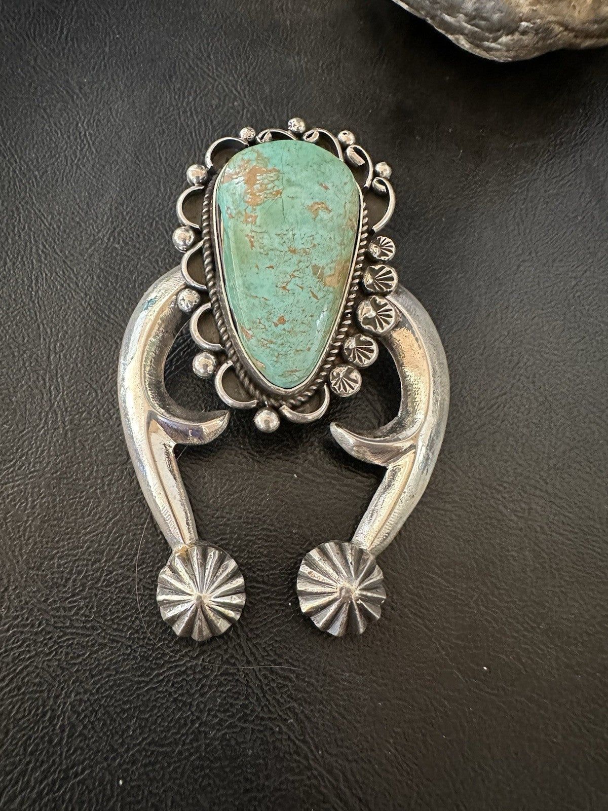 XXL Men Women Green Royston Turquoise Naja Sterling Silver Pendant Navajo 19528