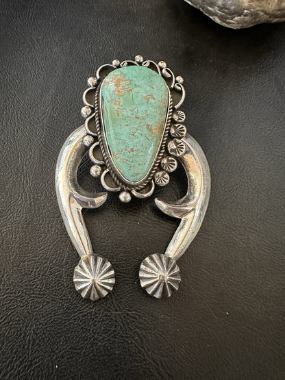 XXL Men Women Green Royston Turquoise Naja Sterling Silver Pendant Navajo 19528