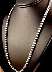4mm Navajo Pearls 26"Hook Eye Cone Necklace | Sterling Silver | Authentic Native American Handmade