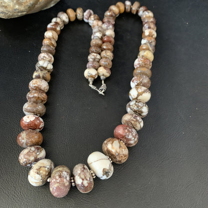 27" Wild Horse Navajo Pearls Sterling Silver Crazy Turquoise Necklace 13887