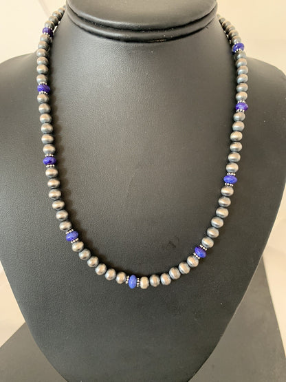 Purple Stone Bead Navajo Pearls Sterling Silver Necklace 20" 96320