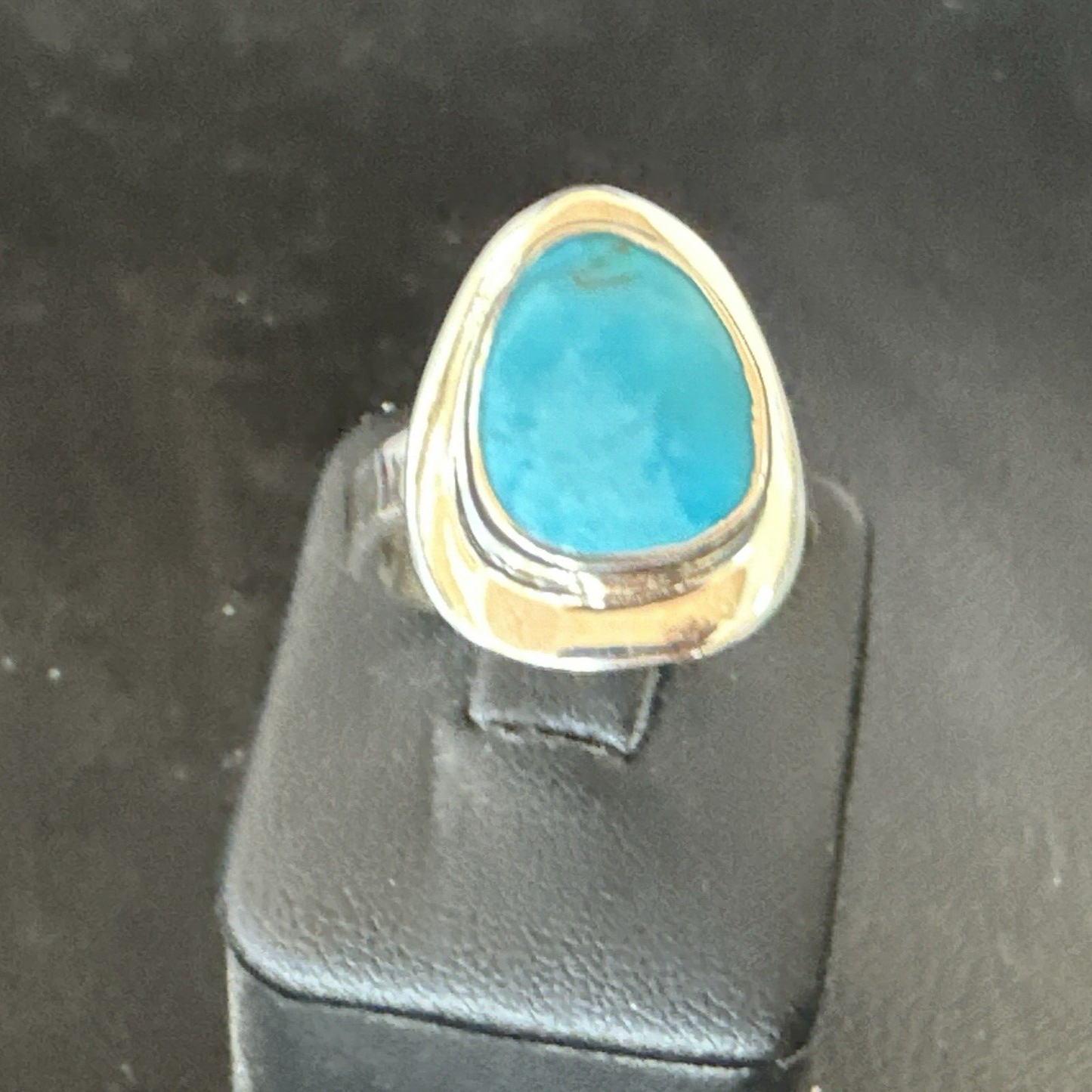 Southwestern Sterling Silver Blue Kingman Turquoise Ring Size 9 18527