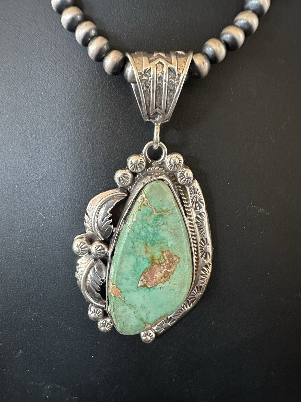 WoMens Navajo Pearls Sterling Silver Royston Turquoise Necklace Pendant 19364