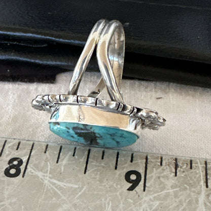 Yazzie Handmade Navajo Sterling Silver  Blue Kingman Turquoise Ring Size 8 19625