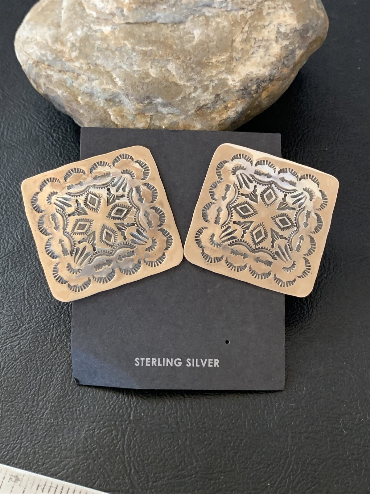 Sterling Silver Earrings Womens Navajo 01668N