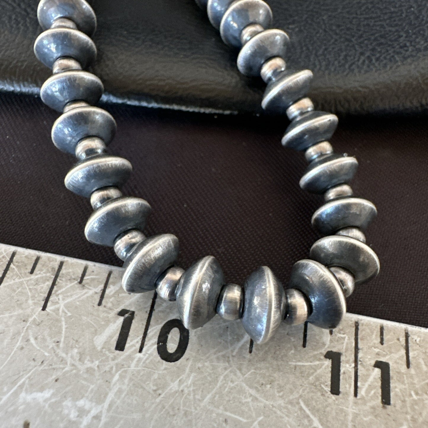 Sterling Silver Beads 8mm Rondelle Flat Sterling Silver Beads Necklace 19” 18832