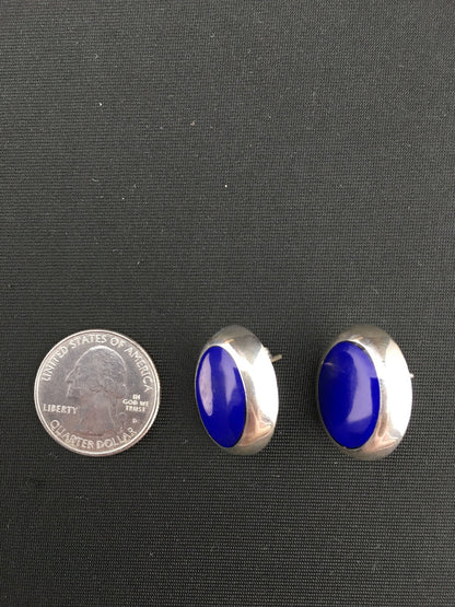 Blue Lapis Indian Navajo Sterling Silver Earrings 1999