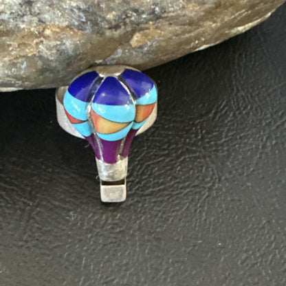 Navajo Balloon Blue Lapis Multicolor Turquoise Inlay Band Ring Sz 7 18190
