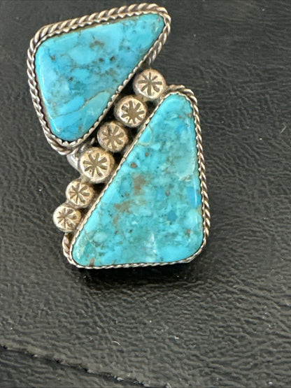 Navajo Blue Turquoise Ring MultiStone Cluster Sz 8 19802