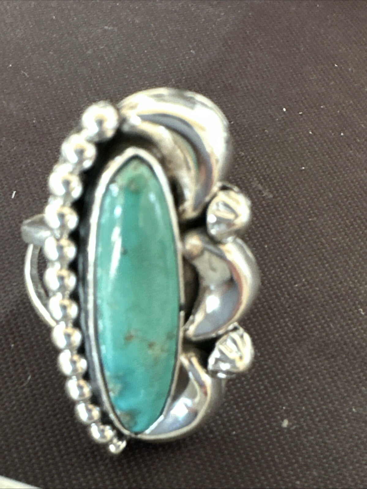 Blue Kingman Turquoise Native American Navajo Sterling Silver Ring Size 8 18633