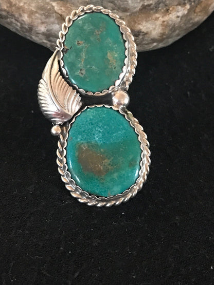 Apache Turquoise Navajo Sterling Silver Native American Ring Size 7 02891