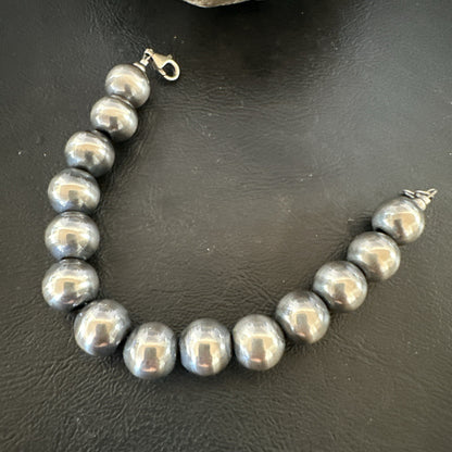 12mm Round Beads 7” Sterling Silver Beads Bracelet 91207