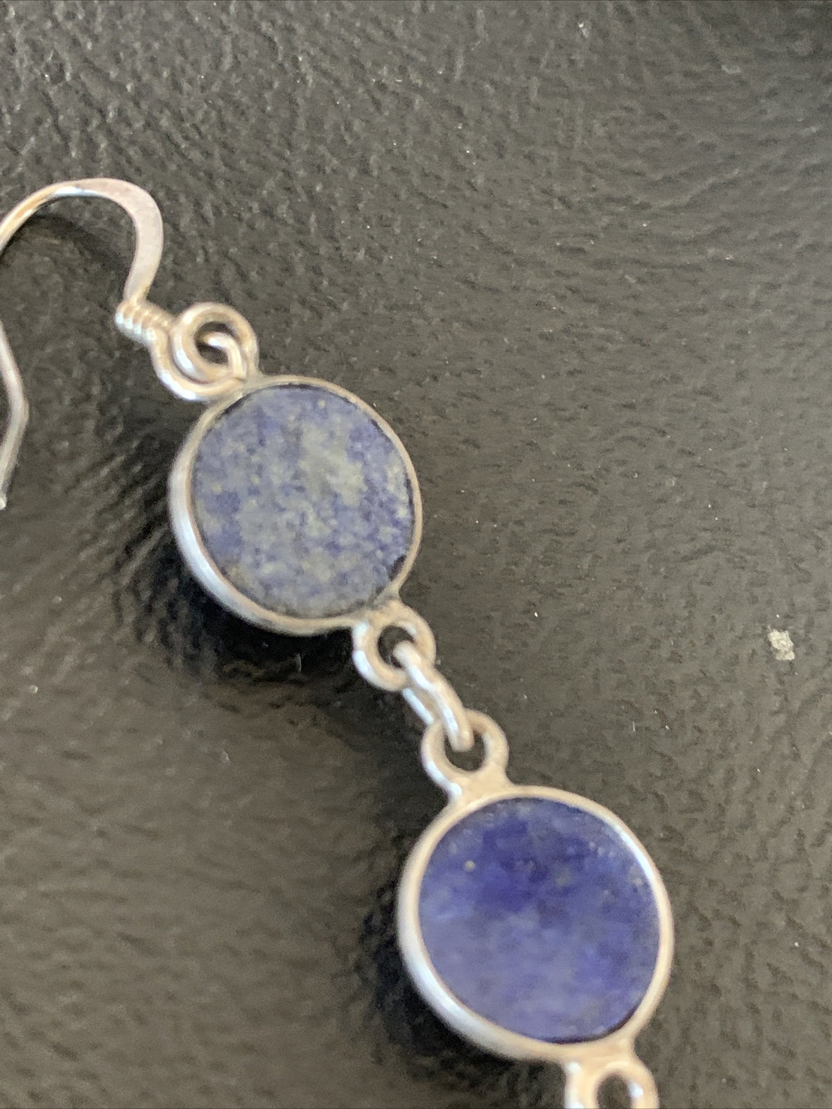 Native Blue Lapis Sterling Silver Multi-Stone Dangle Drop Earrings 1" 12710