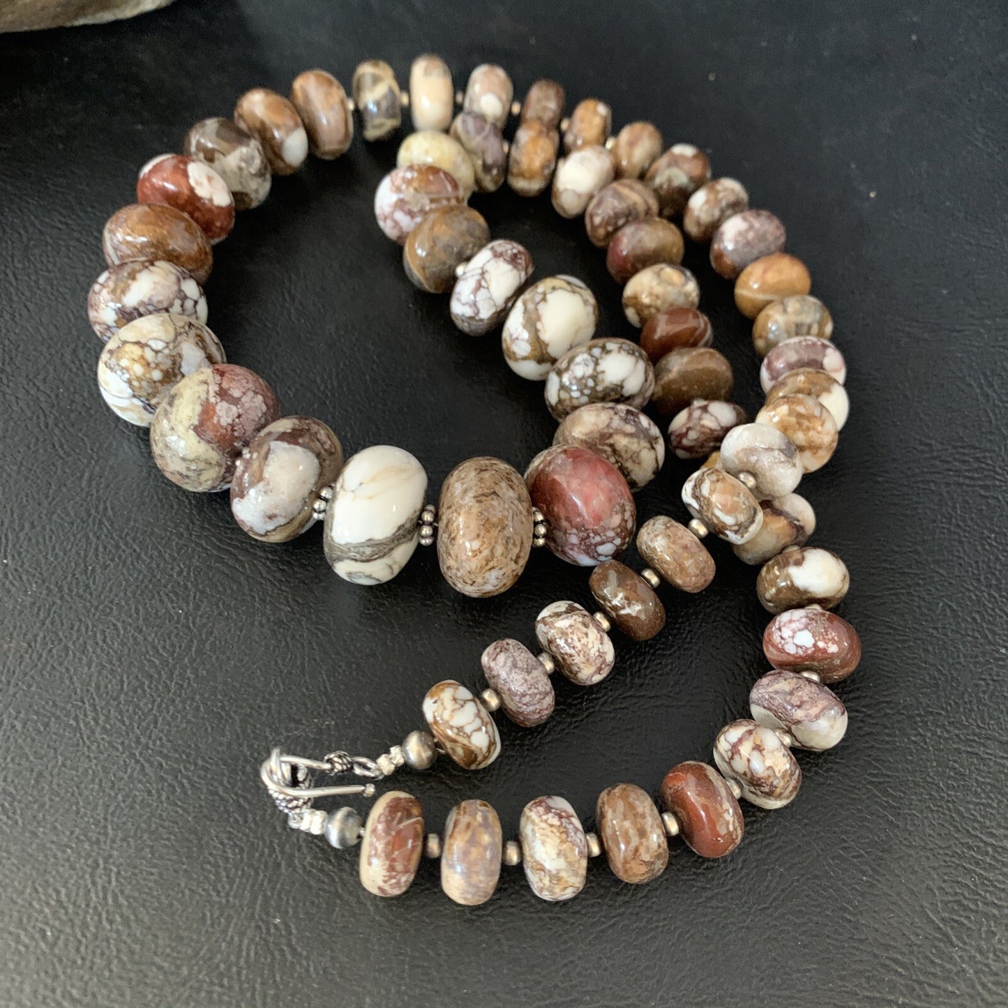 27" Wild Horse Navajo Pearls Sterling Silver Crazy Turquoise Necklace 13887