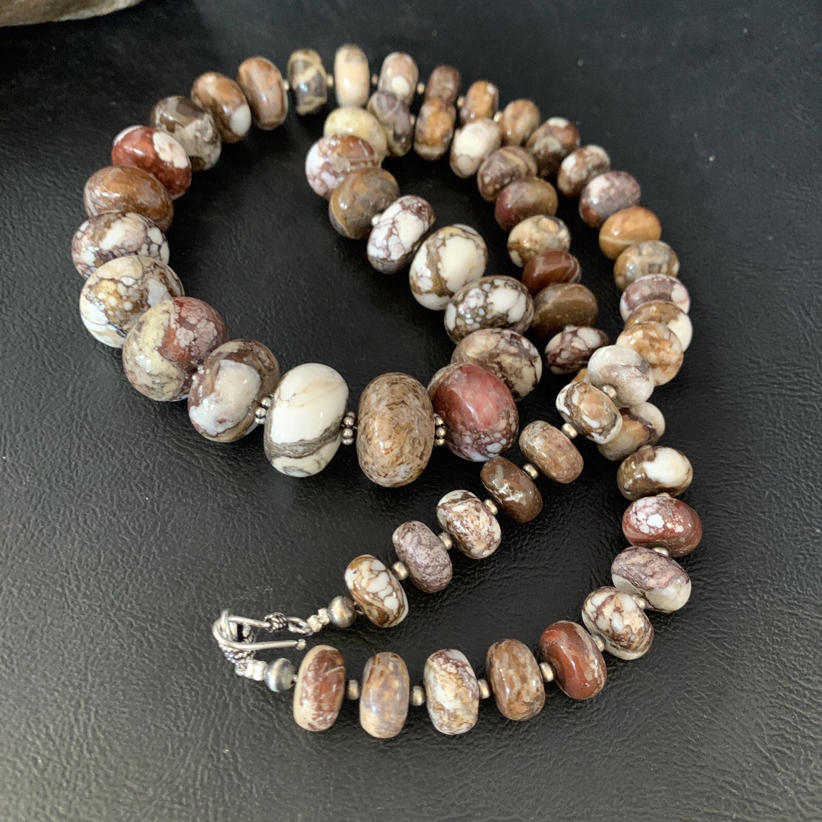 27" Wild Horse Navajo Pearls Sterling Silver Crazy Turquoise Necklace 13887