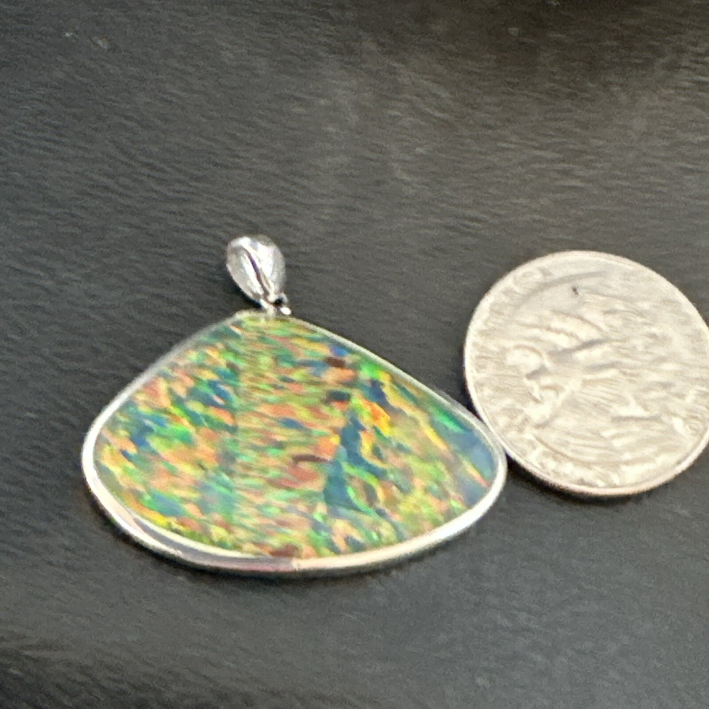 Mens Womens Multicolor Gilson Opal Navajo Sterling Silver Inlay Pendant 18612
