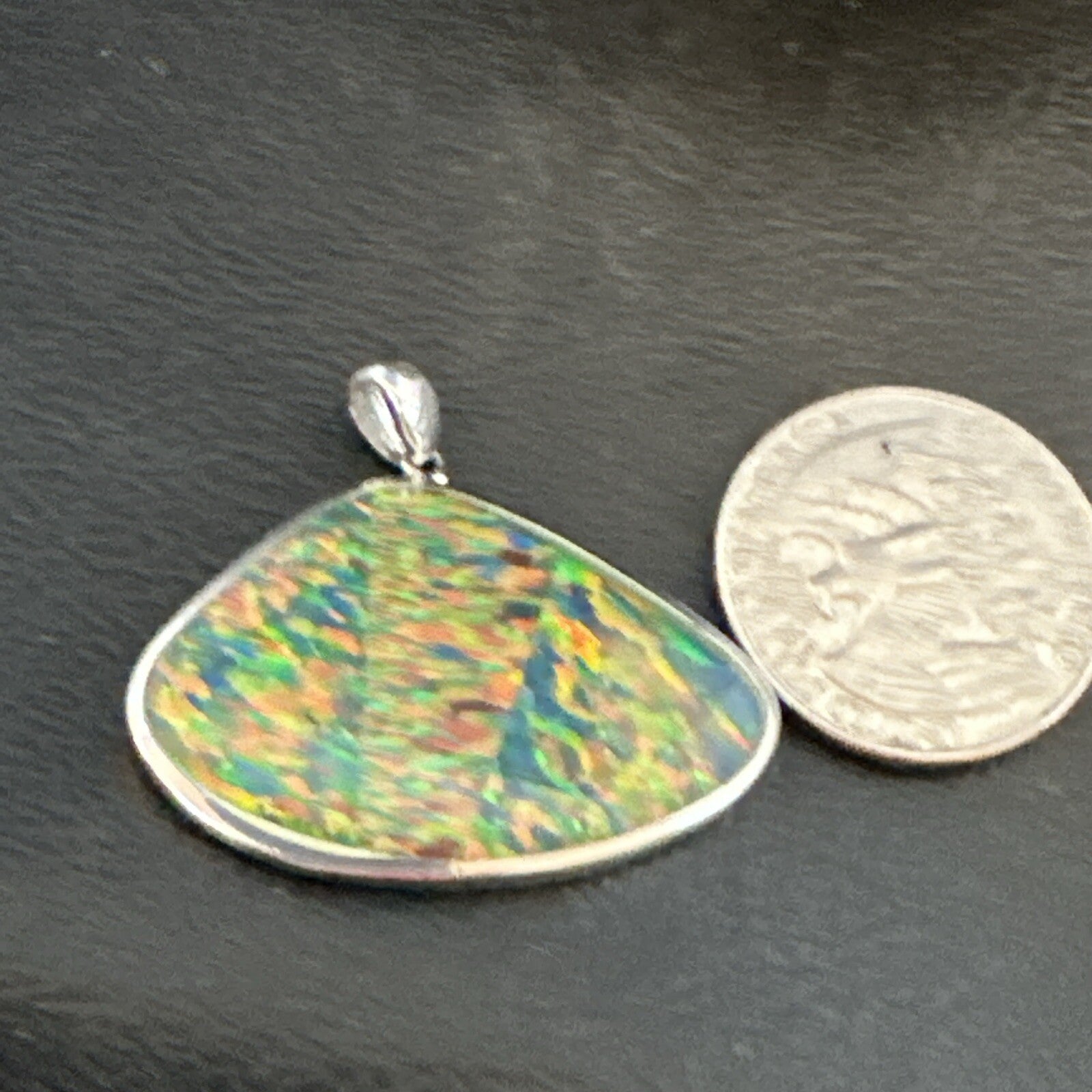 Mens Womens Multicolor Gilson Opal Navajo Sterling Silver Inlay Pendant 18612