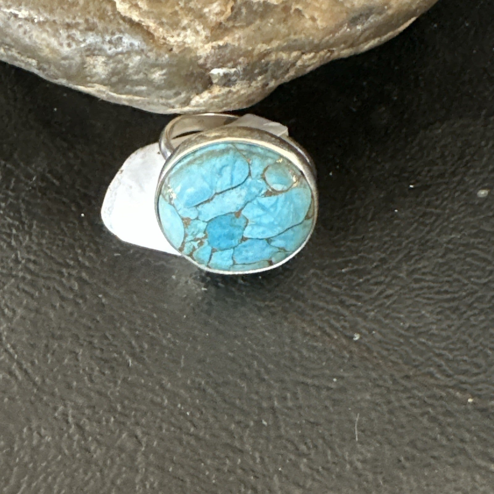 Blue Turquoise#8 Southwestern Sterling Silver Ring Size 7 19741