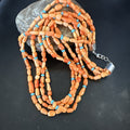 Turquoise Orange Coral 4 Strand Necklace 21" | Sterling Silver | Authentic Native American Handmade | 17820