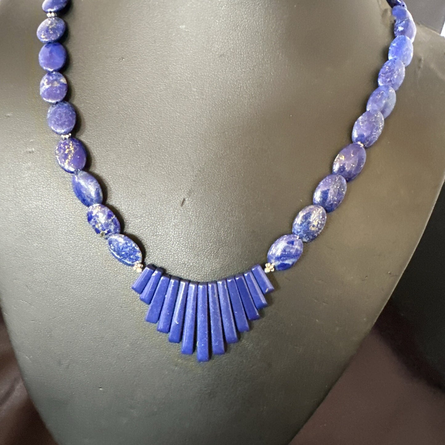 Mens Womens Lapis Lazuli Navajo Sterling Silver 23” Necklace 17748
