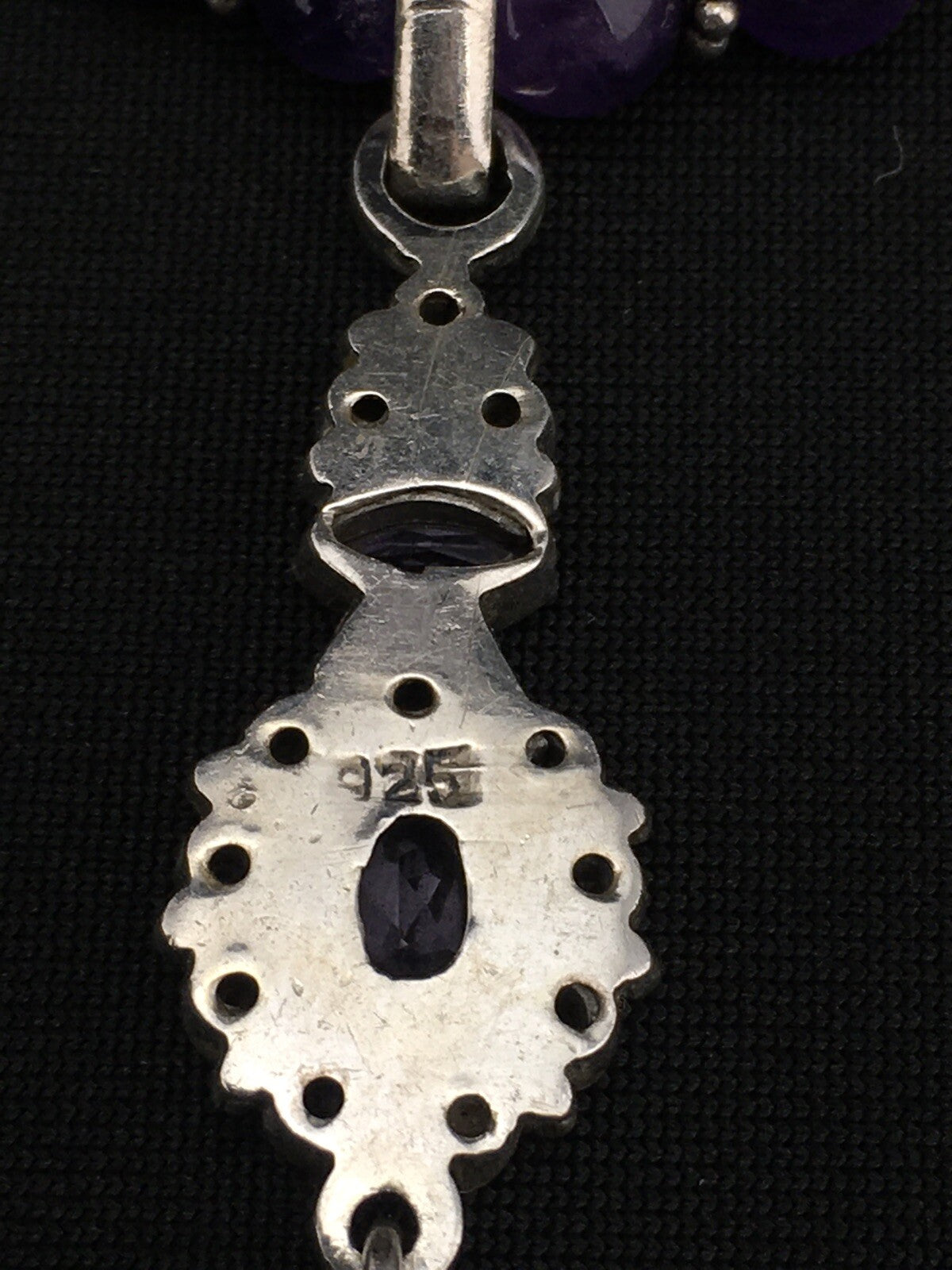 Amethyst Pendant Southwesten Navajo Sterling Silver Beads Necklace 19" 04914