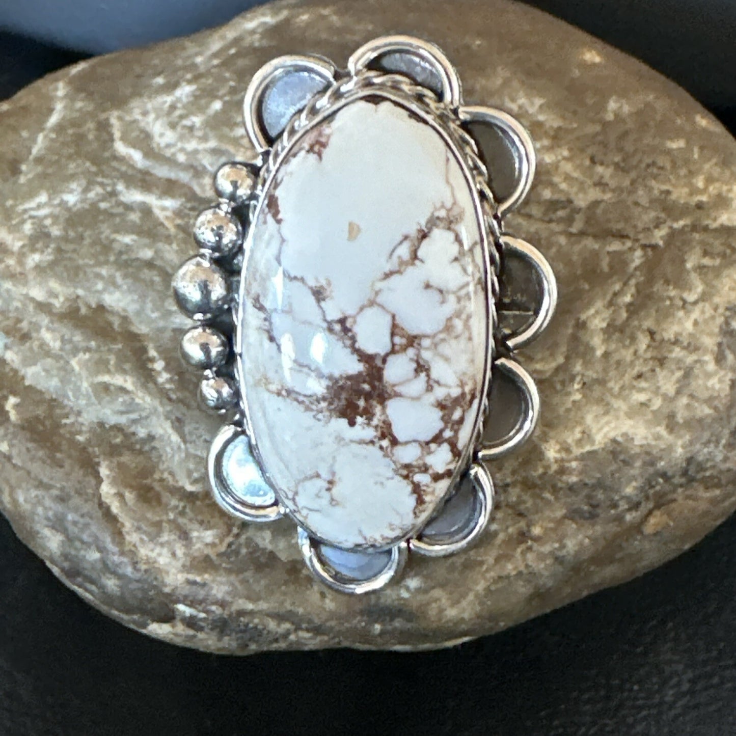Mens Womens Wild Horse Turquoise Navajo Sterling Silver Ring Size 8 18009