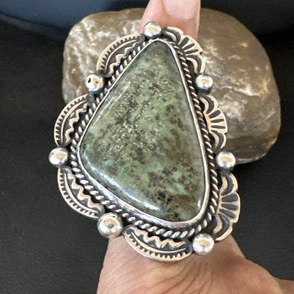 H Joe Mens Womens Navajo Sterling Silver Green Turquoise Ring Size 9 19357