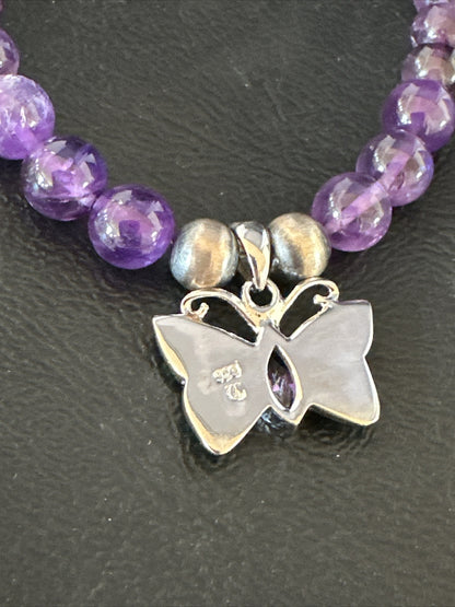 Butterfly Navajo Purple Amethyst Opal Sterling Silver Necklace Earrings 15299